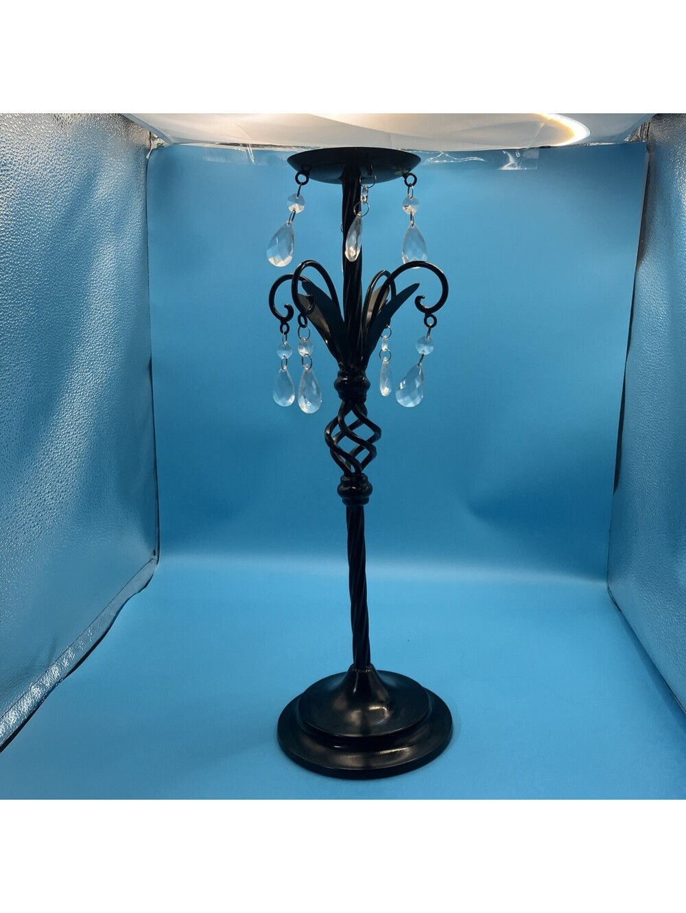 French Style Black Candle Holder 19” Tall Pillar GUC